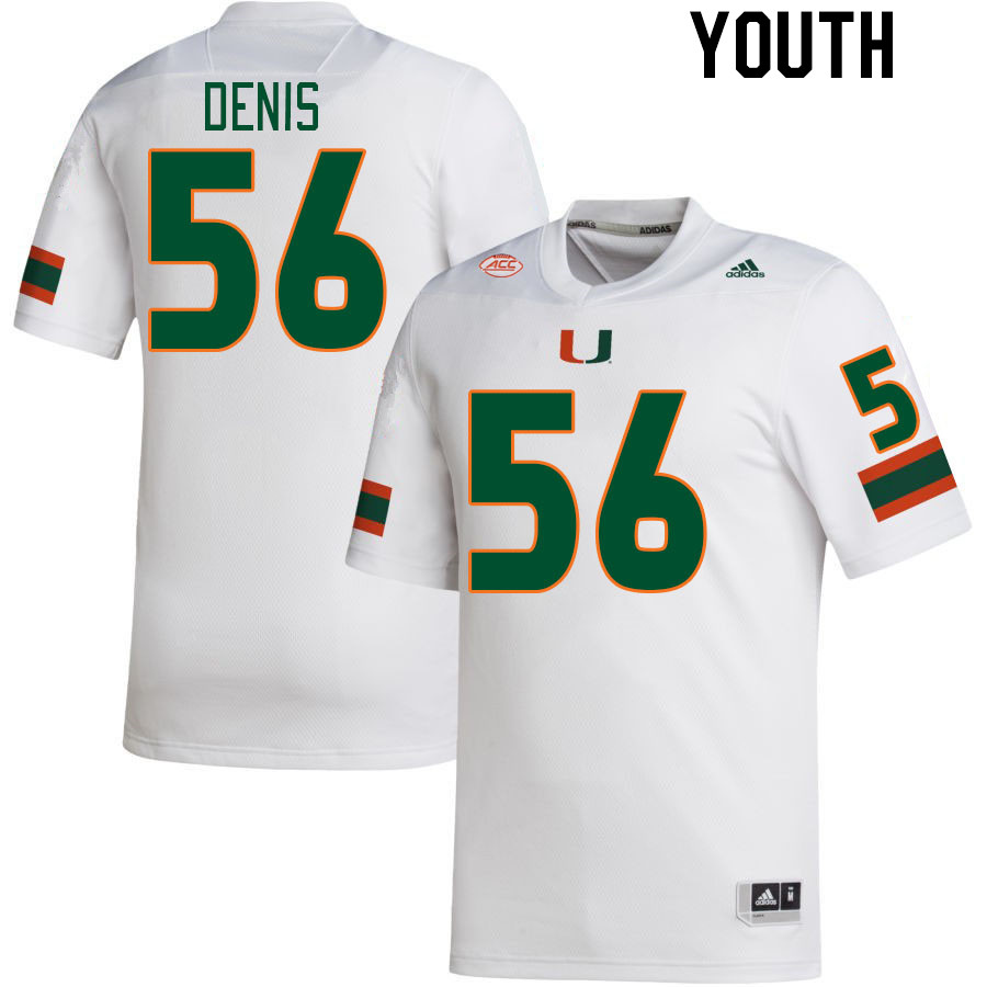 Youth #56 Jonathan Denis Miami Hurricanes College Football Jerseys Stitched-White